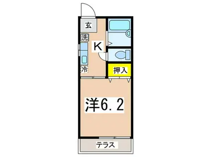 大富ヴィラ(1K/1階)の間取り写真