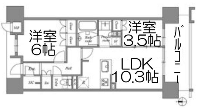 オーパスレジデンス名古屋ステーション(2LDK/6階)の間取り写真