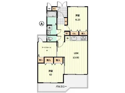 S-FORT鶴川(2LDK/2階)の間取り写真