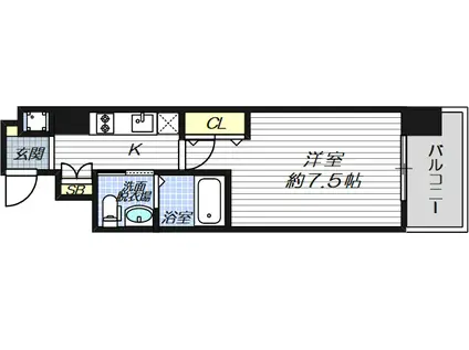 レジュールアッシュ京橋CROSSII(1K/11階)の間取り写真