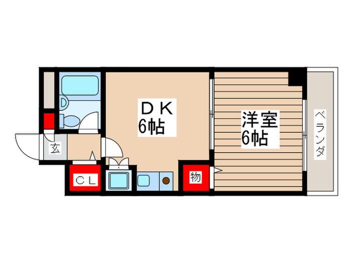 ライオンズマンション立川(1DK/3階)の間取り写真