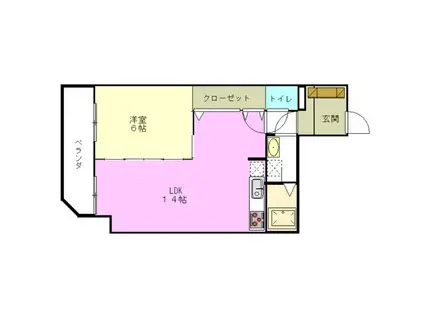 シャンポール古出来(1LDK/4階)の間取り写真
