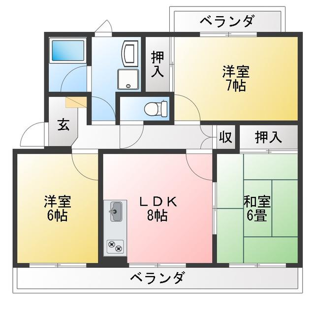 ビラトスカーナS(3DK/2階)の間取り写真