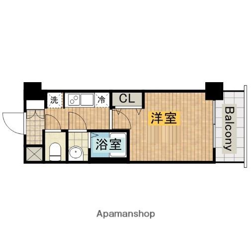 プレサンス上町台夕陽丘(1K/3階)の間取り写真