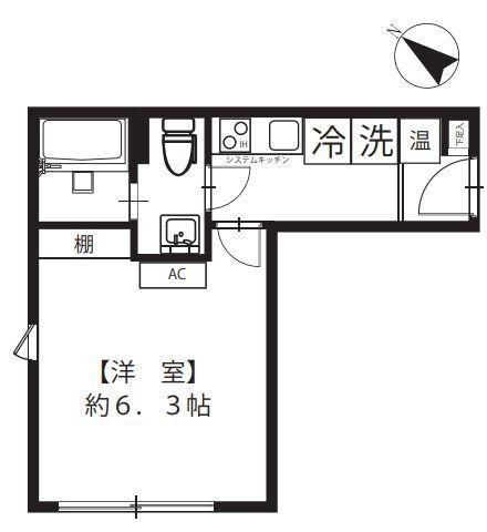 ザンパータ(1K/4階)の間取り写真