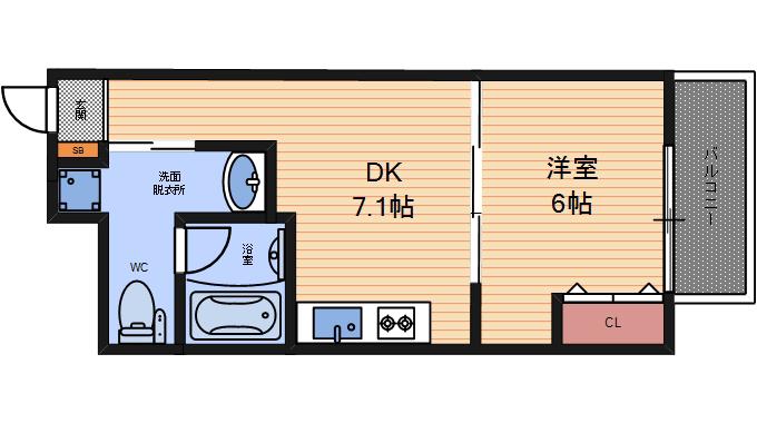 ショパン(1DK/2階)の間取り写真