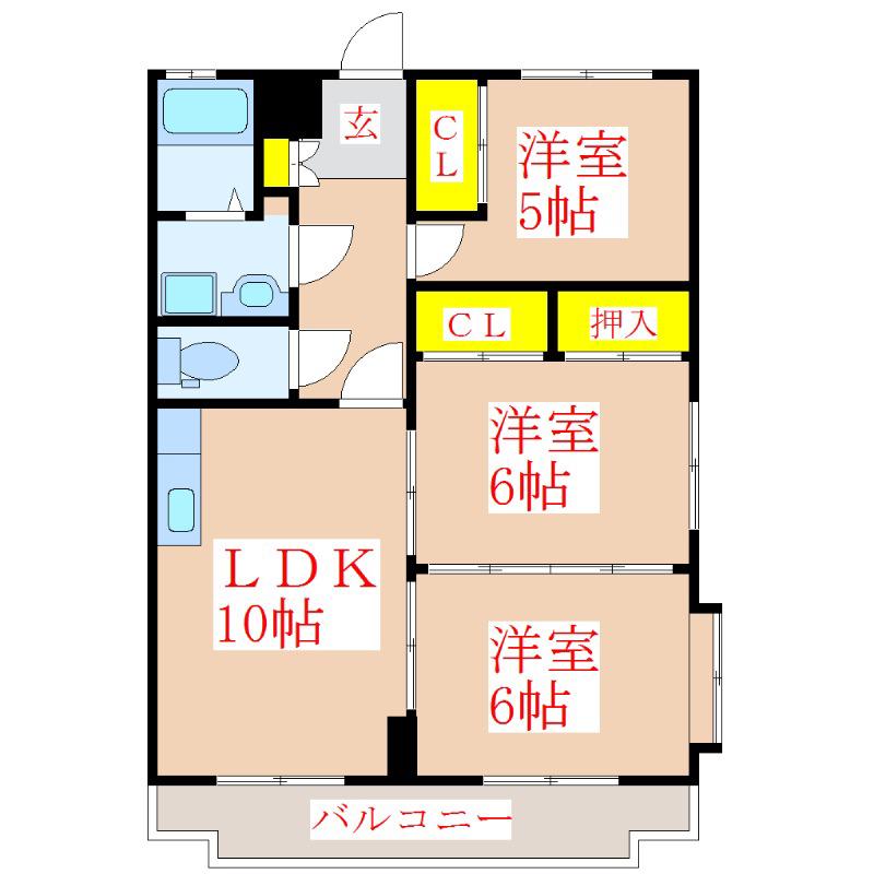 ツインポート(3LDK/3階)の間取り写真