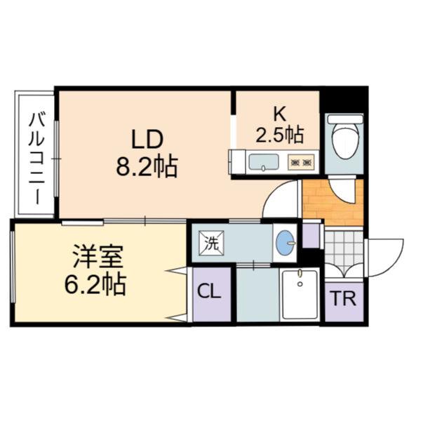 ラピス山の手(1LDK/5階)の間取り写真
