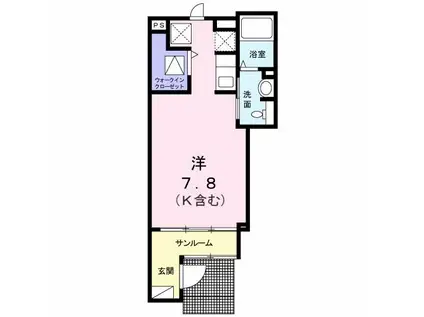 カーサ プラシード(ワンルーム/1階)の間取り写真