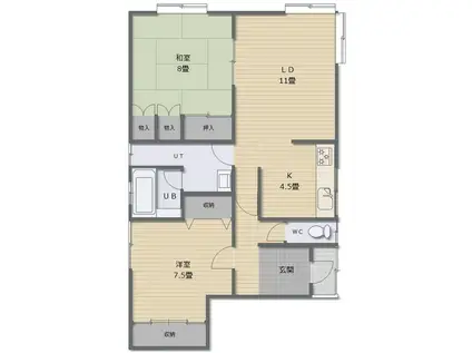 ブルックリンハイツ(2LDK/1階)の間取り写真