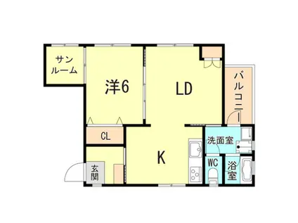 田辺ハイツ(1LDK/2階)の間取り写真