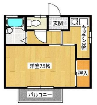 エメローズ幸(1K/1階)の間取り写真