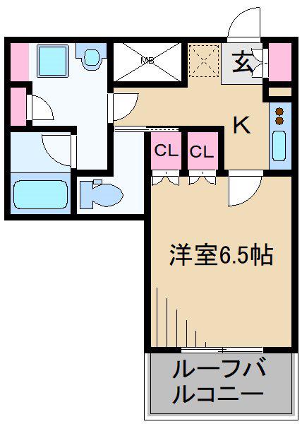 ルーブル武蔵中原参番館(1K/5階)の間取り写真
