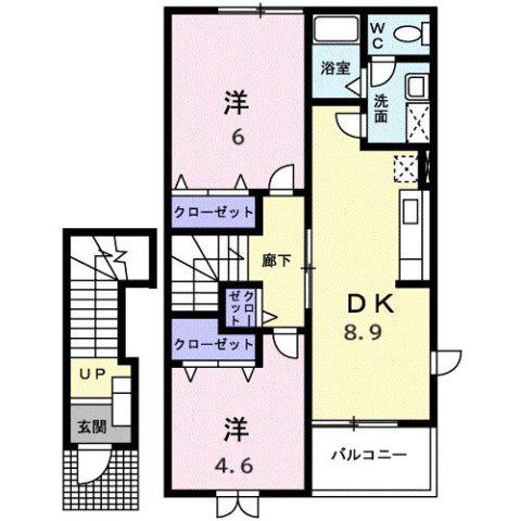 コージーハウス石井C(2DK/2階)の間取り写真
