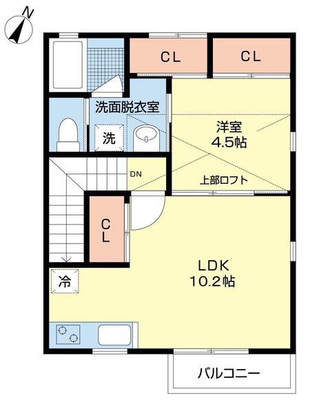 ヴィオラカーサ(1LDK/2階)の間取り写真
