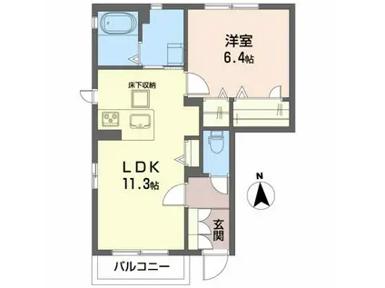シーダーランド長町(1LDK/1階)の間取り写真