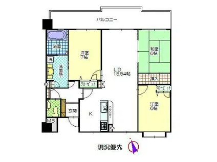 ロフティ別府観海寺(3LDK/5階)の間取り写真