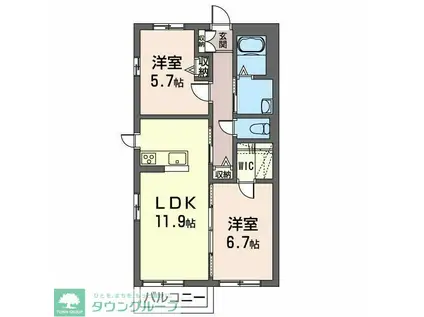 ヴィラ・ルミエール(2LDK/1階)の間取り写真