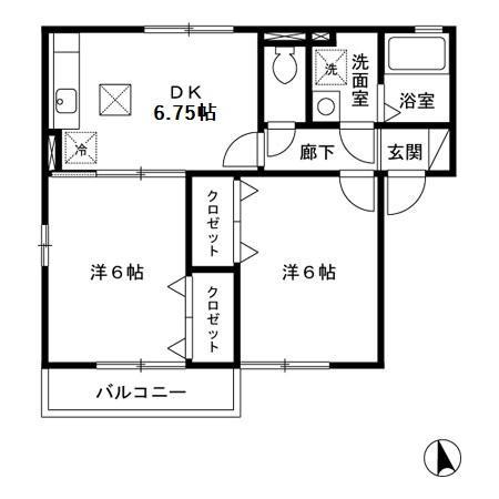 グランモア泉南(2DK/1階)の間取り写真