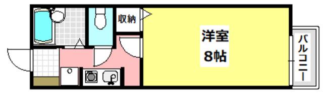ハイツサン幸I(1K/2階)の間取り写真
