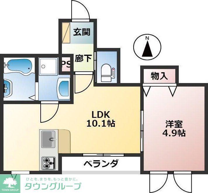 マンション国母(1LDK/3階)の間取り写真