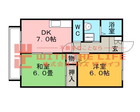 フォブール合川(2DK/2階)の間取り写真