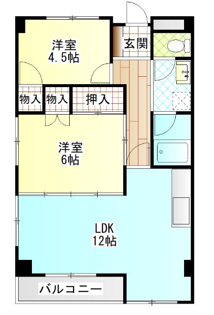 アークヒルズ佐須栄町B(2LDK/2階)の間取り写真