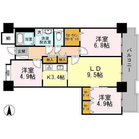 品川シーサイドビュータワーI(3LDK/3階)の間取り写真