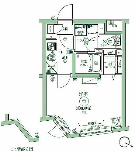 リルシア都立大学(1K/3階)の間取り写真