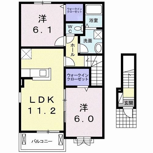 サンシーブルC(2LDK/2階)の間取り写真