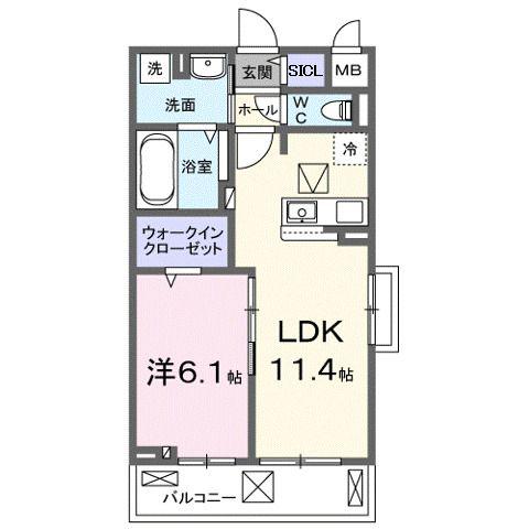 岡アパート(1LDK/1階)の間取り写真