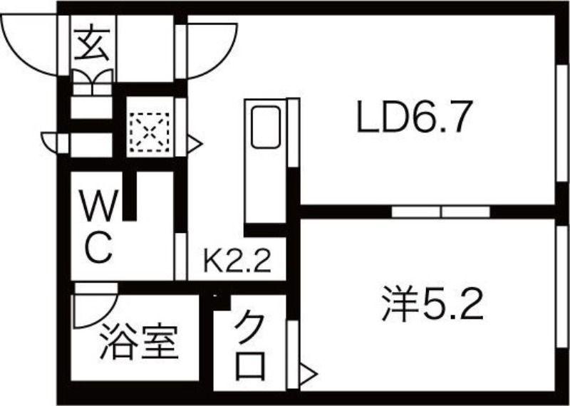 ブランノワールDECO(1LDK/1階)の間取り写真