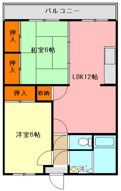 ドリームマンション優(2LDK/2階)の間取り写真