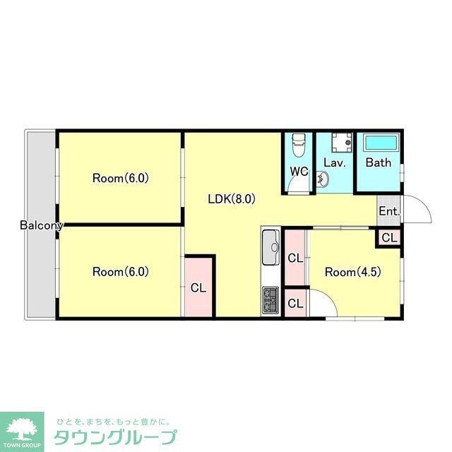 羽鳥ハイツ(2LDK/2階)の間取り写真