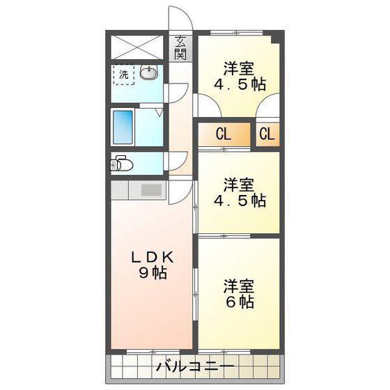 リパルティーレ津新町(3LDK/3階)の間取り写真