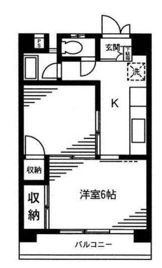 下川サンリバーマンション(2K/1階)の間取り写真