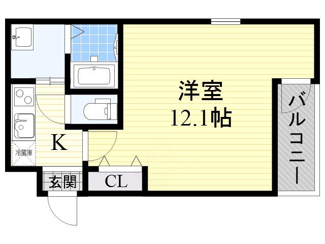 フジパレス清水丘Ⅴ番館(1K/2階)の間取り写真