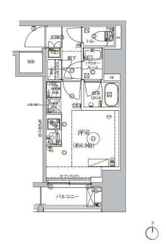 RELUXIA品川西大井(ワンルーム/10階)の間取り写真