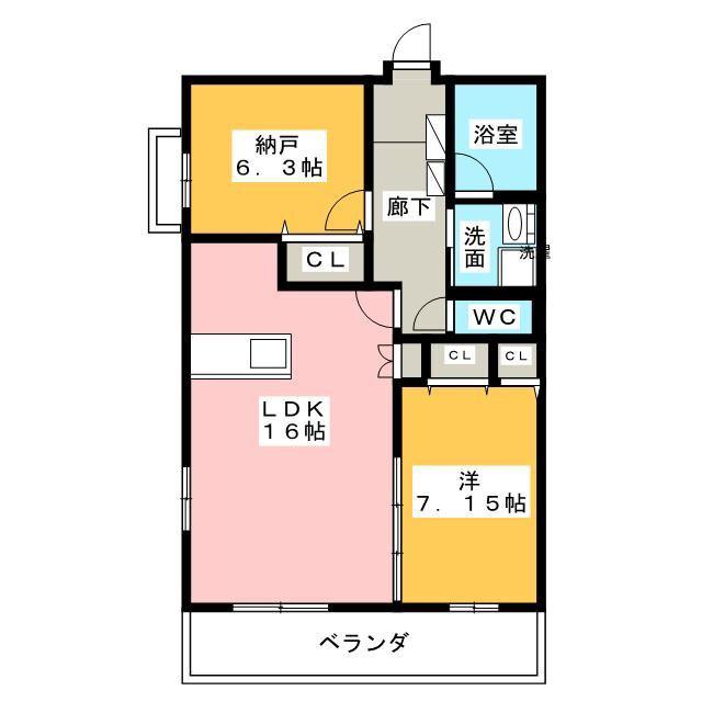 アズール(1SLDK/1階)の間取り写真