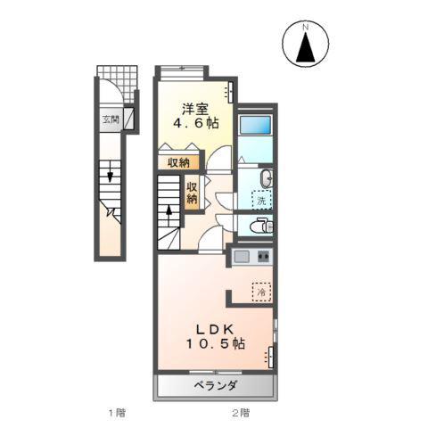 ジェントリーII(1LDK/2階)の間取り写真
