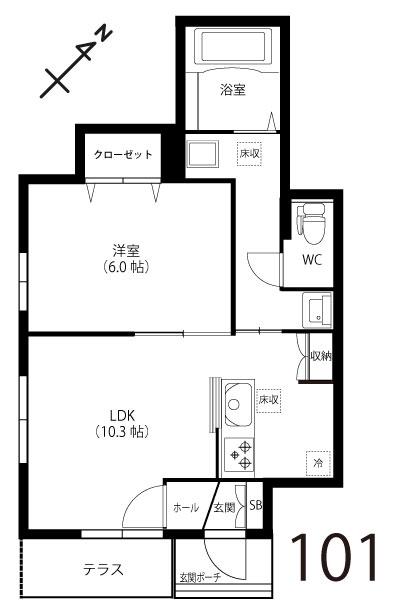 BLUE OAK(1LDK/1階)の間取り写真