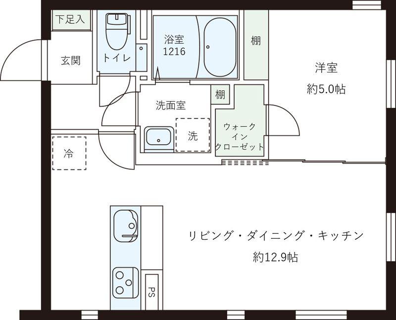 レピュア目黒本町レジデンス(1LDK/2階)の間取り写真