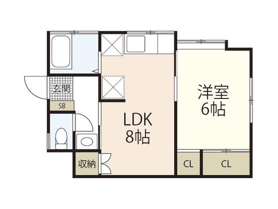 アルル庚午(1LDK/1階)の間取り写真