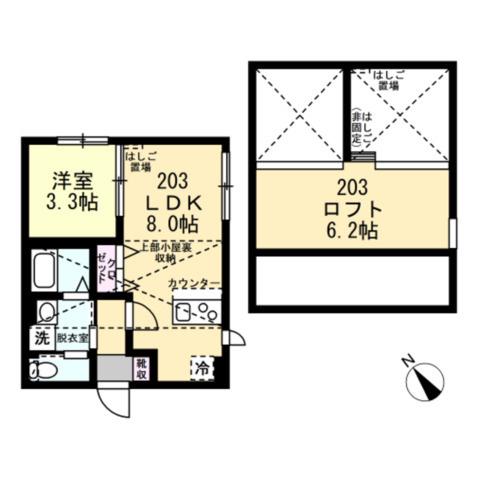 アクアリーヴ東海岸(1LDK/2階)の間取り写真