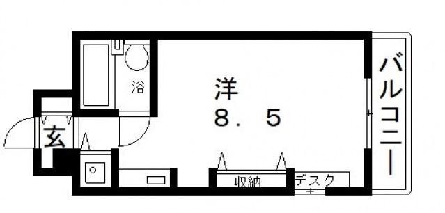 ベルメイト長居(ワンルーム/4階)の間取り写真