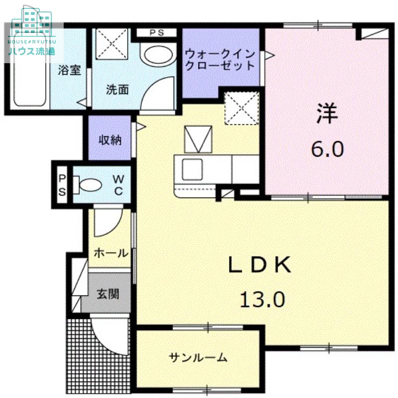 クレール・ファミリア咲(1LDK/1階)の間取り写真