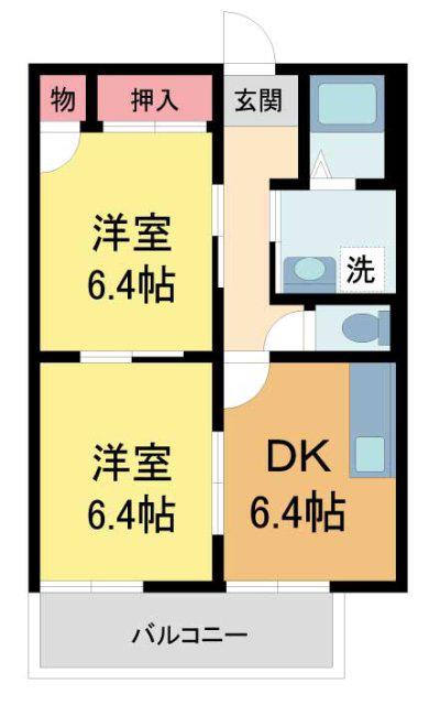ファミール甲南(2DK/2階)の間取り写真