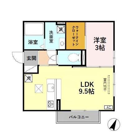 クレール・ド・リュンヌ(1LDK/1階)の間取り写真
