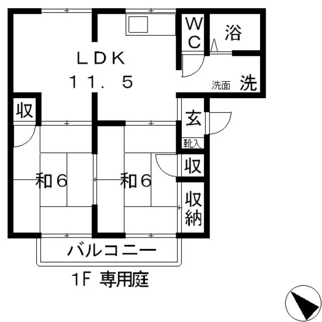 ふれまりーる岡成(2LDK/2階)の間取り写真