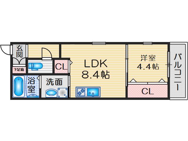 LA VIE BELLE 宝山町(1LDK/1階)の間取り写真